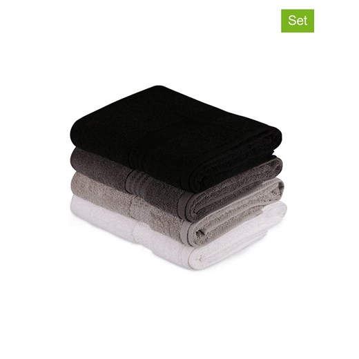 Colourful Cotton Ręczniki prysznicowe (4 szt.) w kolorze czarno-szaro-białym ze sklepu Limango Polska w kategorii Ręczniki - zdjęcie 174011948