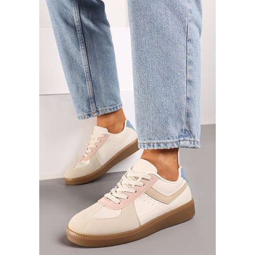 Beżowo-Różowe Sneakersy na Grubej Podeszwie z Ozdobnymi Wstawkami Galivia ze sklepu born2be.pl w kategorii Buty sportowe damskie - zdjęcie 174013126