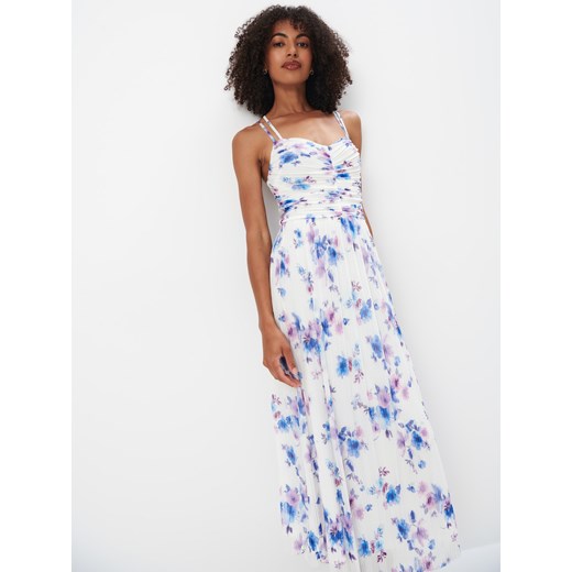 Mohito - Wzorzysta sukienka maxi na ramiączkach - biały Mohito L Mohito