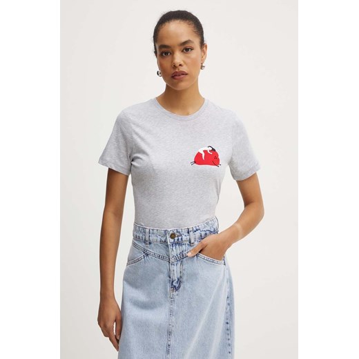 Marella t-shirt bawełniany damski kolor szary 2423976044200 ze sklepu ANSWEAR.com w kategorii Bluzki damskie - zdjęcie 174018125