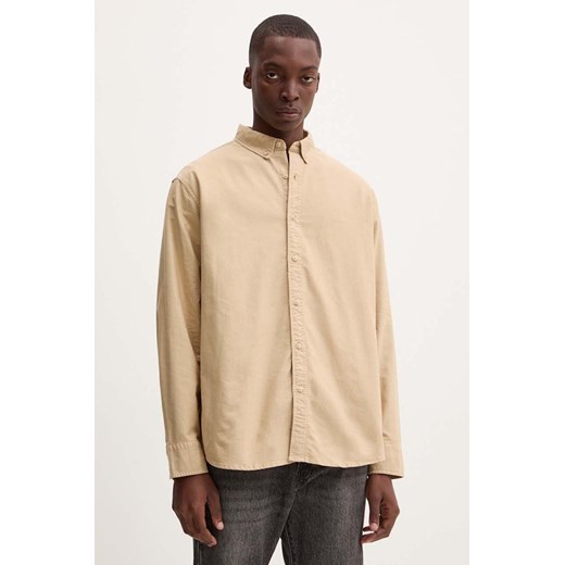 Levi&apos;s koszula bawełniana męska kolor beżowy relaxed z kołnierzykiem button-down ze sklepu ANSWEAR.com w kategorii Koszule męskie - zdjęcie 174018308
