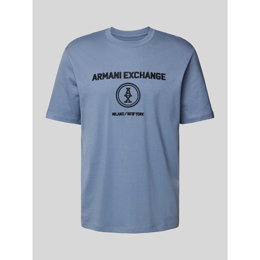 T-shirt z prążkowanym okrągłym dekoltem ze sklepu Peek&Cloppenburg  w kategorii T-shirty męskie - zdjęcie 174019047