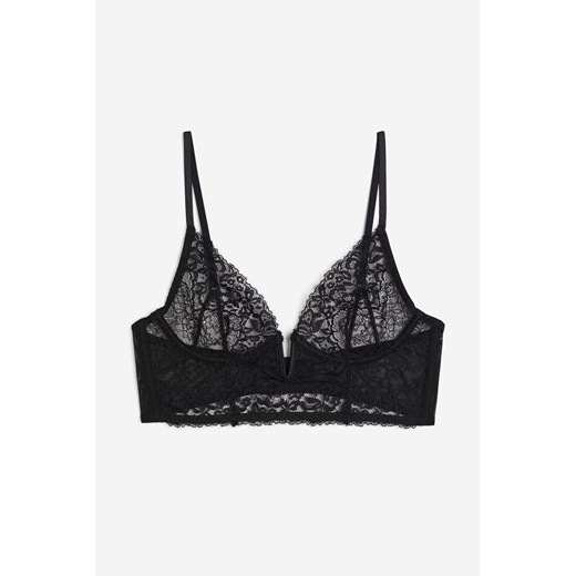 H & M - Nieusztywniany półgorset koronkowy - Czarny H & M 80D H&M