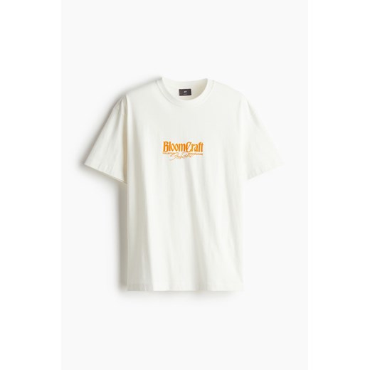 H & M - T-shirt z nadrukiem Loose Fit - Biały H & M S H&M