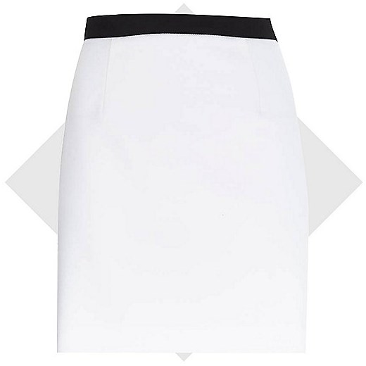 White contrast waistband A-line skirt river-island  