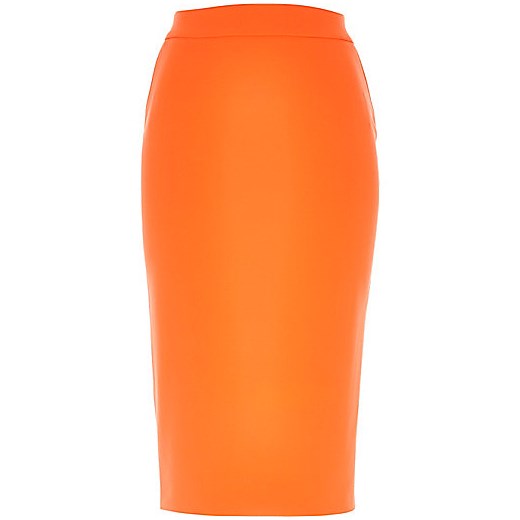 Orange crepe pencil skirt river-island  