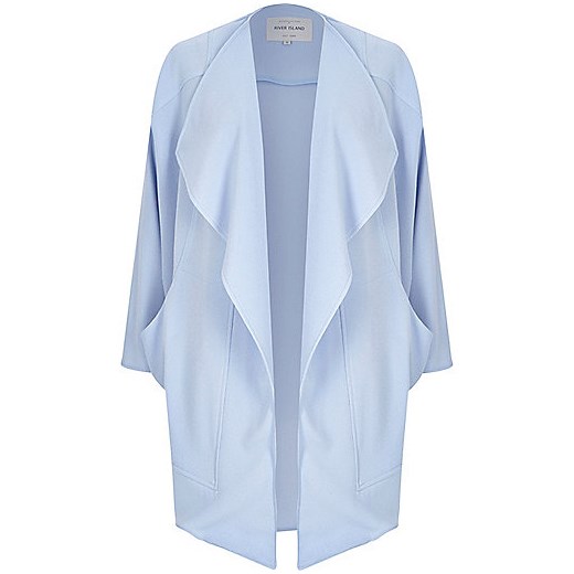 Blue crepe relaxed fit draped coat river-island  