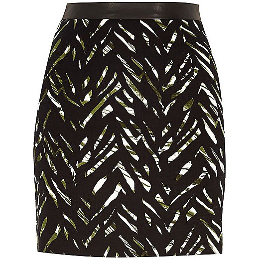 Green zebra print mini skirt river-island  Mini spódniczki