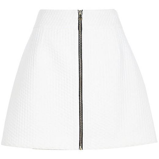 White textured zip front skirt river-island  