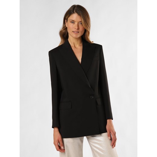 Weekend Max Mara Bluza damska - Umbro Kobiety wełna ze strzyży czarny jednolity ze sklepu vangraaf w kategorii Marynarki damskie - zdjęcie 174022565