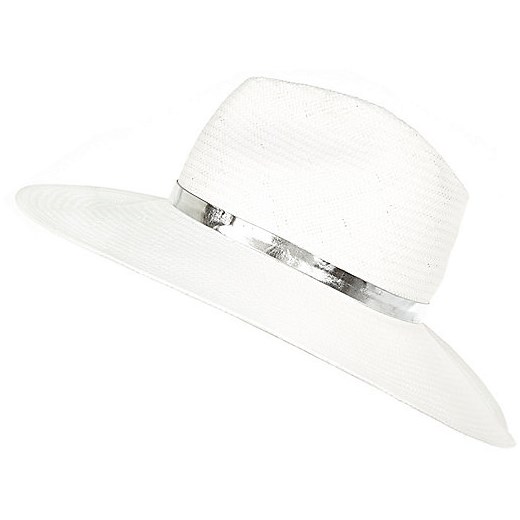 White metallic trim fedora hat river-island  