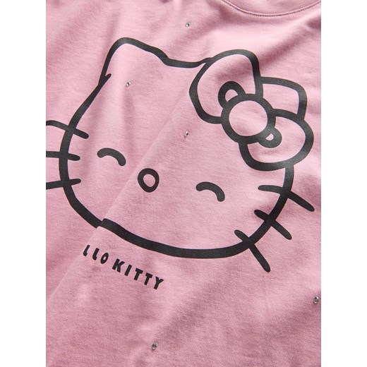 Reserved - T-shirt z nadrukiem Hello Kitty - brudny róż Reserved 140 (9 lat) Reserved
