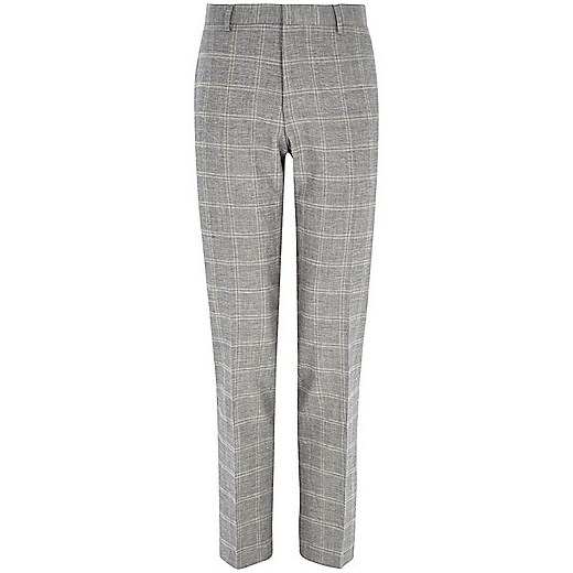 Grey check slim suit trousers river-island  