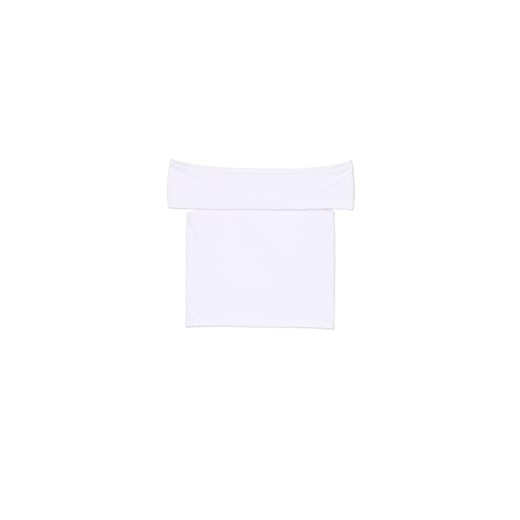 Cropp - Biała bluzka z dekoltem carmen - biały ze sklepu Cropp w kategorii Bluzki damskie - zdjęcie 174025795