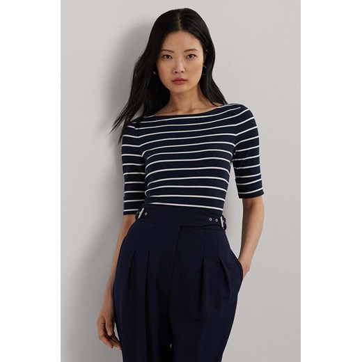 Lauren Ralph Lauren Bluzka 200701085002 damska kolor granatowy wzorzysta ze sklepu ANSWEAR.com w kategorii Bluzki damskie - zdjęcie 174026116