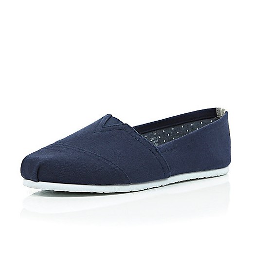 Navy canvas slip on plimsolls river-island  slipy