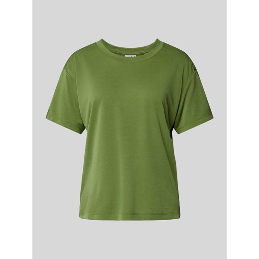 T-shirt z prążkowanym okrągłym dekoltem ze sklepu Peek&Cloppenburg  w kategorii Bluzki damskie - zdjęcie 174026645