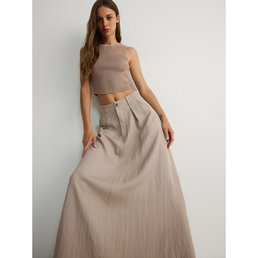Reserved - Spódnica z lyocellu i wiskozy - beżowy ze sklepu Reserved w kategorii Spódnice - zdjęcie 174029358