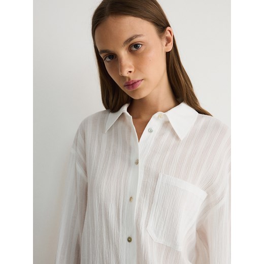 Reserved - Koszula oversize z bawełny - złamana biel Reserved S Reserved