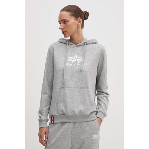 Alpha Industries bluza damska kolor szary z kapturem z nadrukiem 196032.17-SZARY Alpha Industries XS PRM okazja