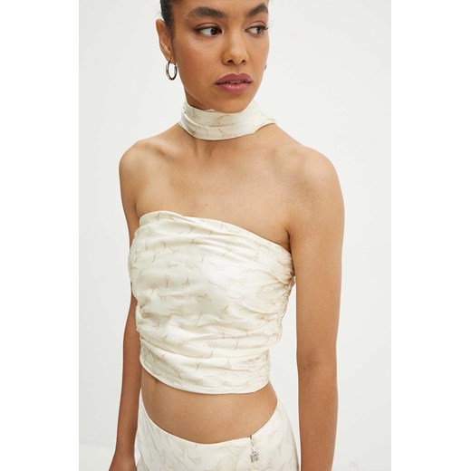 Rotate top Satin Crop Scarf Top kolor beżowy wzorzysta 1128432986 ze sklepu ANSWEAR.com w kategorii Bluzki damskie - zdjęcie 174034815
