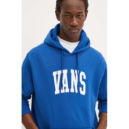 Vans bluza bawełniana męska kolor niebieski z kapturem z nadrukiem VN000HNW7WM1 ze sklepu ANSWEAR.com w kategorii Bluzy męskie - zdjęcie 174034877