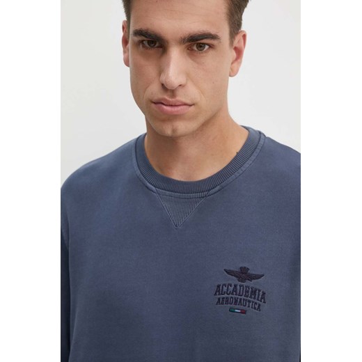 Aeronautica Militare bluza bawełniana męska kolor niebieski gładka FE1924F560 ze sklepu ANSWEAR.com w kategorii Bluzy męskie - zdjęcie 174034928