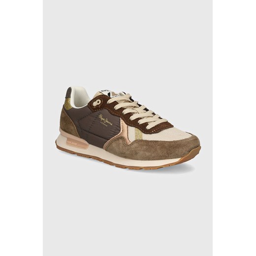 Pepe Jeans sneakersy PLS40019 kolor brązowy BRIT MIXT W ze sklepu ANSWEAR.com w kategorii Buty sportowe damskie - zdjęcie 174035186