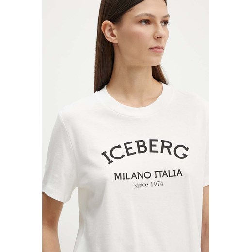 Iceberg t-shirt bawełniany damski kolor biały F021 6325 ze sklepu ANSWEAR.com w kategorii Bluzki damskie - zdjęcie 174035575