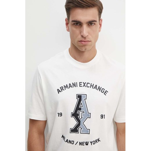 Armani Exchange t-shirt bawełniany męski kolor biały z nadrukiem 6DZTLR ZJLFZ ze sklepu ANSWEAR.com w kategorii T-shirty męskie - zdjęcie 174035658