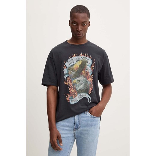 The Kooples t-shirt bawełniany męski kolor czarny z nadrukiem HTSC29005K ze sklepu ANSWEAR.com w kategorii T-shirty męskie - zdjęcie 174035695