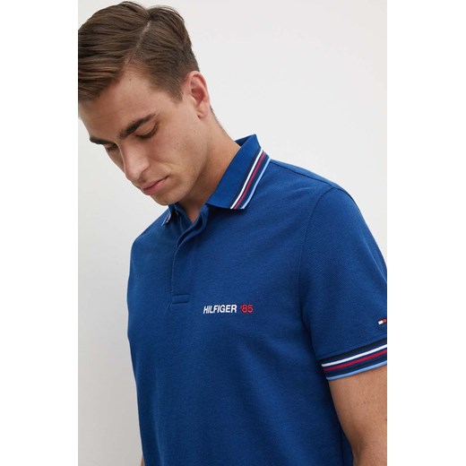 Tommy Hilfiger polo męski kolor granatowy z aplikacją MW0MW34768 ze sklepu ANSWEAR.com w kategorii T-shirty męskie - zdjęcie 174035869