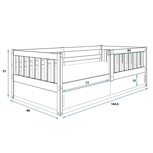 Sosnowe łóżko dziecięce z barierkami - Apio Elior One Size Edinos.pl