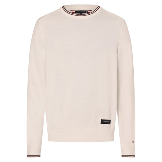 Tommy Hilfiger Męski sweter z dzianiny Mężczyźni Bawełna écru jednolity ze sklepu vangraaf w kategorii Swetry męskie - zdjęcie 174039697