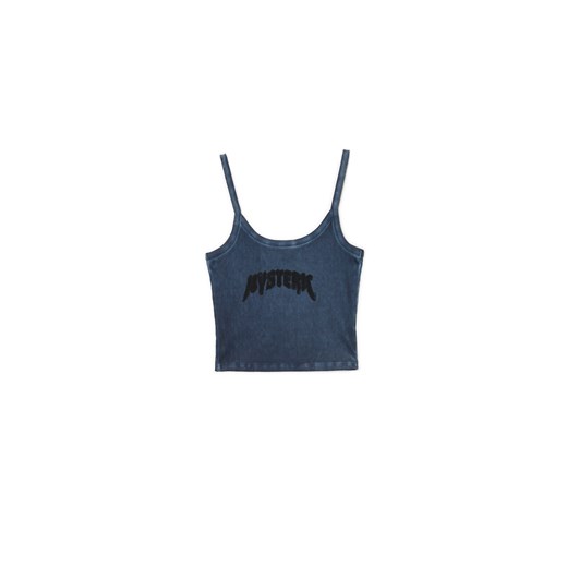 Cropp - Top z napisem - niebieski ze sklepu Cropp w kategorii Bluzki damskie - zdjęcie 174040005