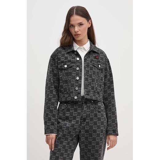 Dkny kurtka jeansowa HEART OF NY damska kolor szary przejściowa D2B4A115 ze sklepu ANSWEAR.com w kategorii Kurtki damskie - zdjęcie 174041297