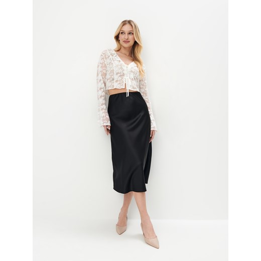 Mohito - Satynowa spódnica midi - czarny Mohito 32 okazja Mohito