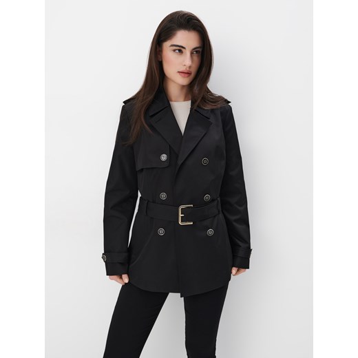 Mohito - Krótki czarny trencz - czarny Mohito 40 wyprzedaż Mohito