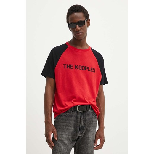 The Kooples t-shirt męski kolor czerwony z nadrukiem HTSC29010K ze sklepu ANSWEAR.com w kategorii T-shirty męskie - zdjęcie 174045288