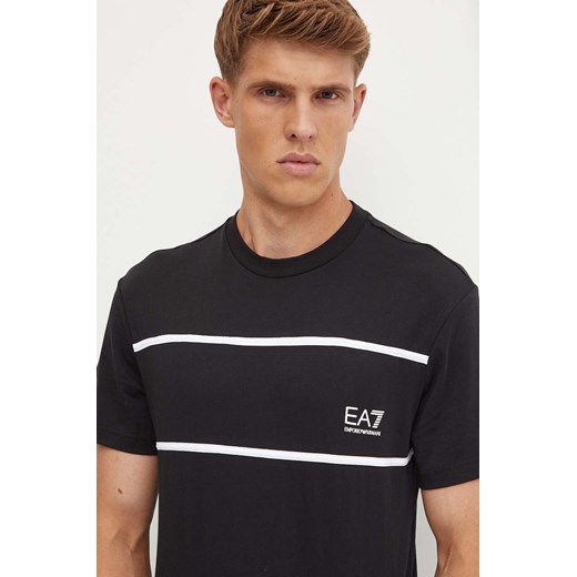 EA7 Emporio Armani t-shirt bawełniany męski kolor czarny z nadrukiem PJTJZ.6DPT47 ze sklepu ANSWEAR.com w kategorii T-shirty męskie - zdjęcie 174045319