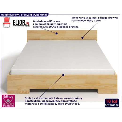 Drewniane łóżko skandynawskiedo sypialni Laurell 6S - 6 ROZMIARÓW Elior One Size Edinos.pl