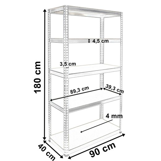Regał do piwnicy z 5 półkami - Arfi 5X Elior One Size Edinos.pl wyprzedaż