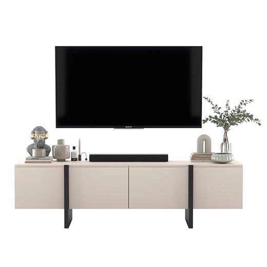 Beżowa nowoczesna szafka rtv F4-S32 - id: 36465 - marki Elior - 174050018 Beżowa nowoczesna szafka rtv F4-S32 ze sklepu Edinos.pl w kategorii Szafki RTV - zdjęcie 174050018