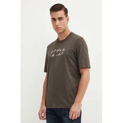 Armani Exchange t-shirt bawełniany męski kolor zielony z aplikacją 6DZTHC ZJBYZ ze sklepu ANSWEAR.com w kategorii T-shirty męskie - zdjęcie 174051678