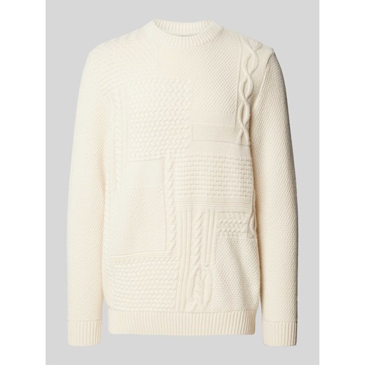 Sweter z dzianiny z mieszanki wełny i bawełny z okrągłym dekoltem ze sklepu Peek&Cloppenburg  w kategorii Swetry męskie - zdjęcie 174052517