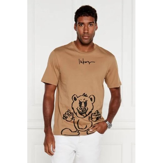 Brązowy t-shirt męski Iceberg z krótkim rękawem jesienny