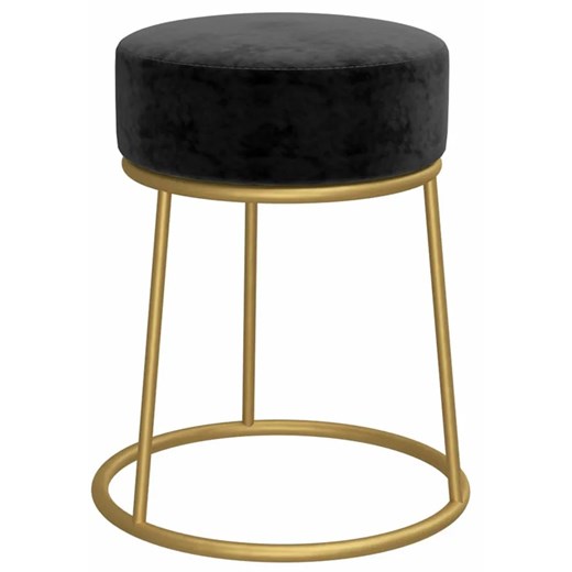 Czarny aksamitny metalowy taboret glamour Z4-L85 - id: 43483 - marki Elior - 174056345 Czarny aksamitny metalowy taboret glamour Z4-L85 ze sklepu Edinos.pl w kategorii Dom - zdjęcie 174056345