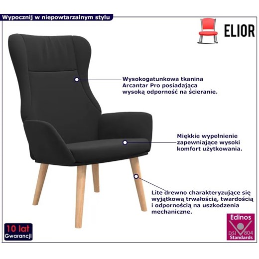 Czarny tapicerowany fotel wypoczynkowy - Derpox Elior One Size Edinos.pl