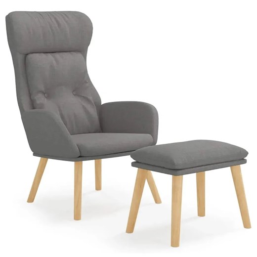 Jasnoszary fotel tapicerowany z podnóżkiem B1-W20 ze sklepu Edinos.pl w kategorii Fotele - zdjęcie 174057566