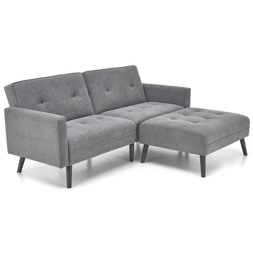 Popielata sofa rozkładana z podnóżkiem - Leris ze sklepu Edinos.pl w kategorii Sofy i kanapy - zdjęcie 174057617